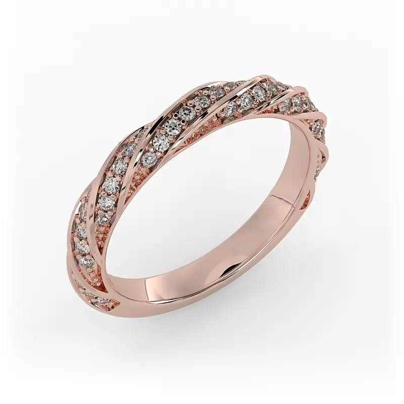 14K Rose Gold Rosa Spiral Pave Band