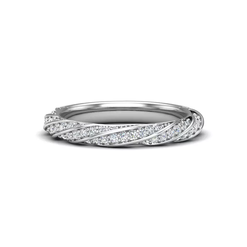 14K White Gold Rosa Spiral Pave Band