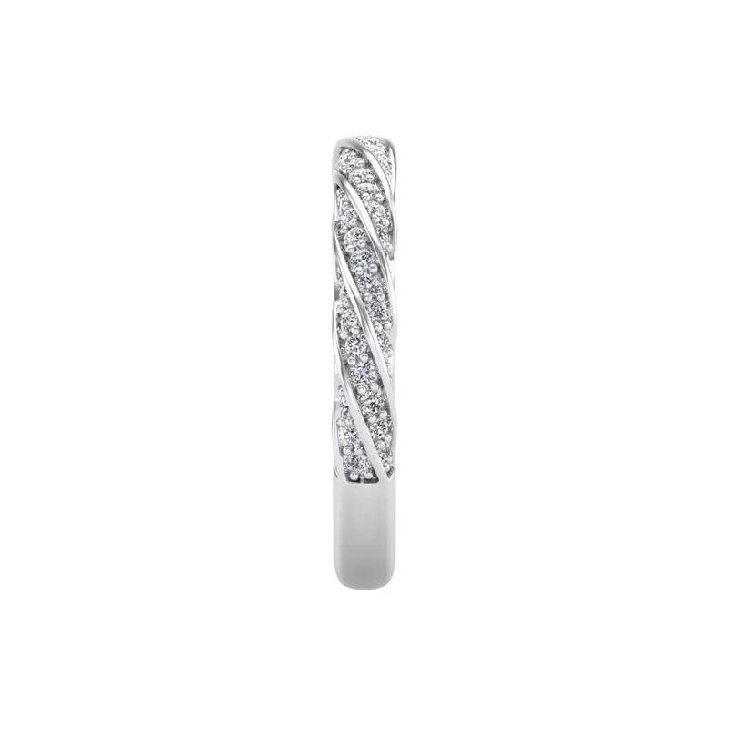 14K White Gold Rosa Spiral Pave Band