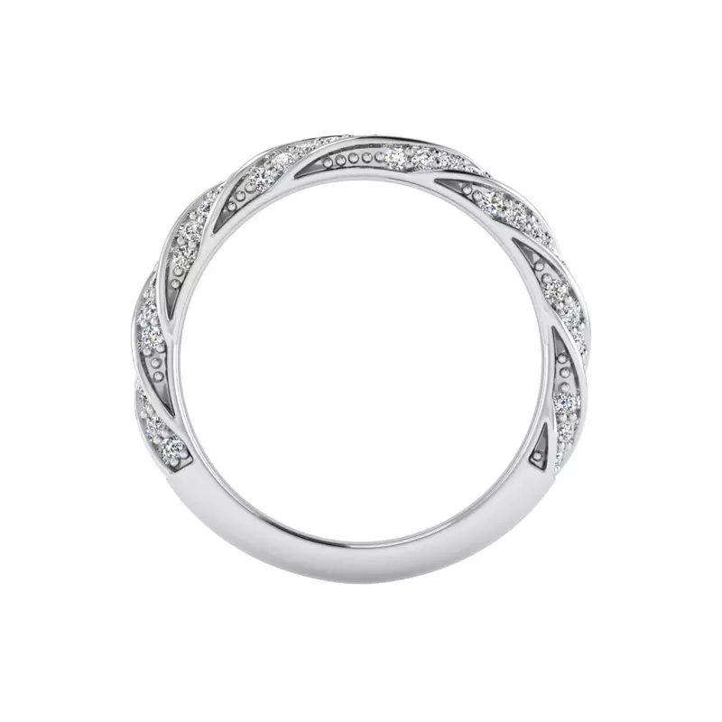 14K White Gold Rosa Spiral Pave Band