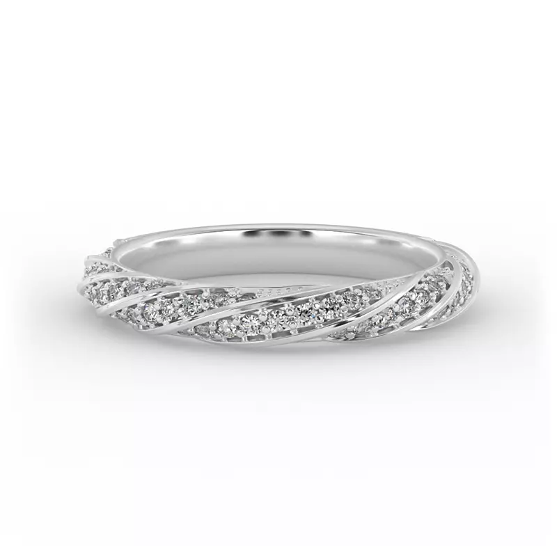 14K White Gold Rosa Spiral Pave Band