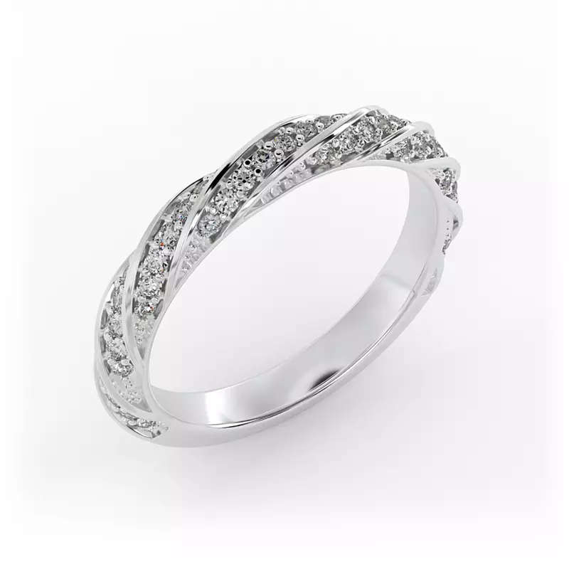 14K White Gold Rosa Spiral Pave Band