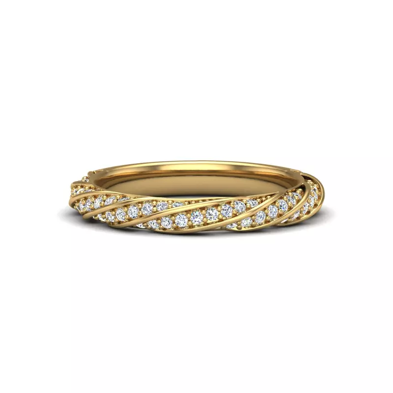 14K Yellow Gold Rosa Spiral Pave Band