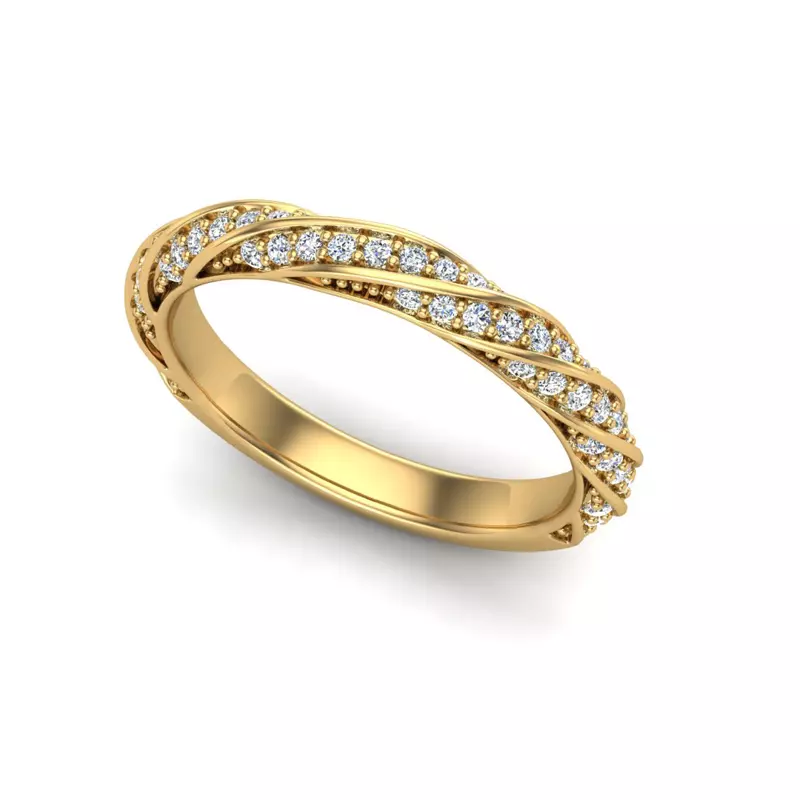 14K Yellow Gold Rosa Spiral Pave Band