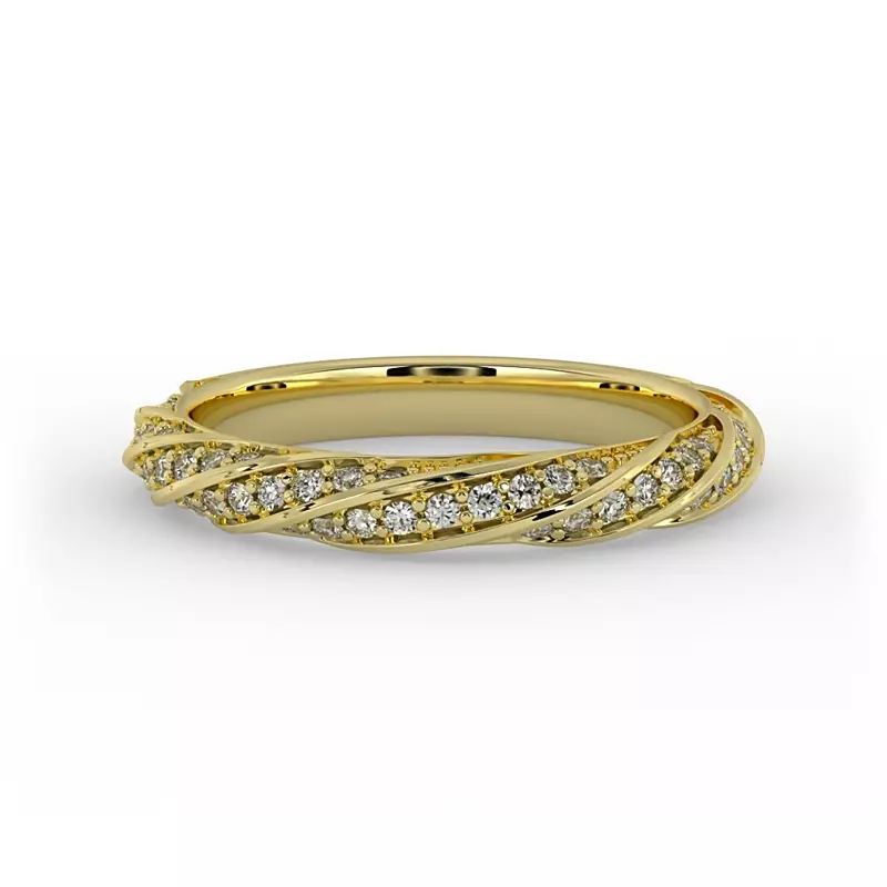 14K Yellow Gold Rosa Spiral Pave Band