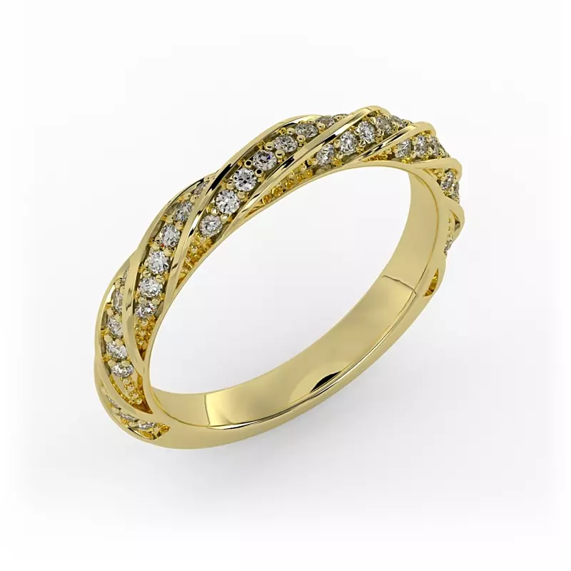 14K Yellow Gold Rosa Spiral Pave Band