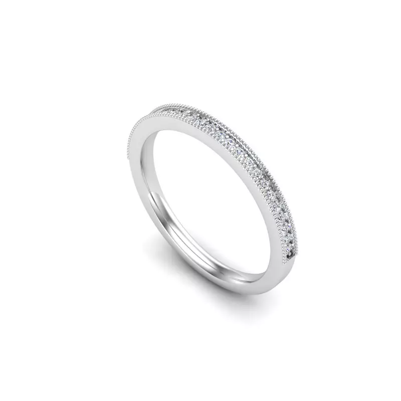 14K White Gold Have Pave Band