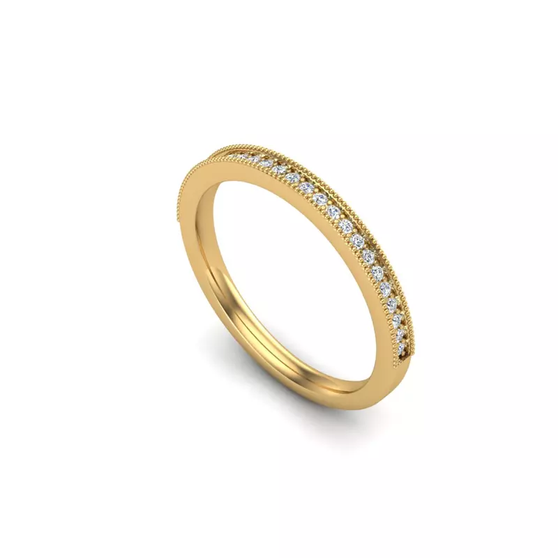 18K Yellow Gold Have Pave Band