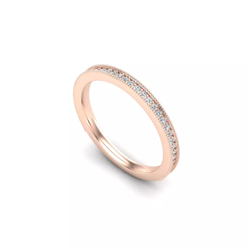 14K Rose Gold Ryleigh Milgrain Pave Band