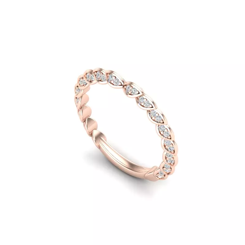 14K Rose Gold Cataleya Pave Leaf Band