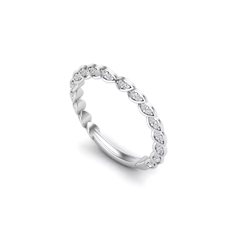 14K White Gold Cataleya Pave Leaf Band