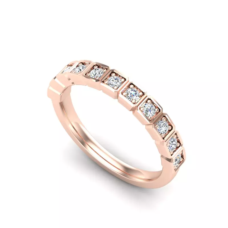 14K Rose Gold Kenzie Square Pave Band
