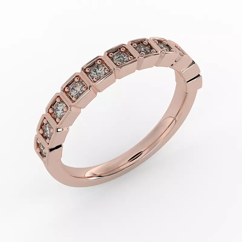 14K Rose Gold Kenzie Square Pave Band