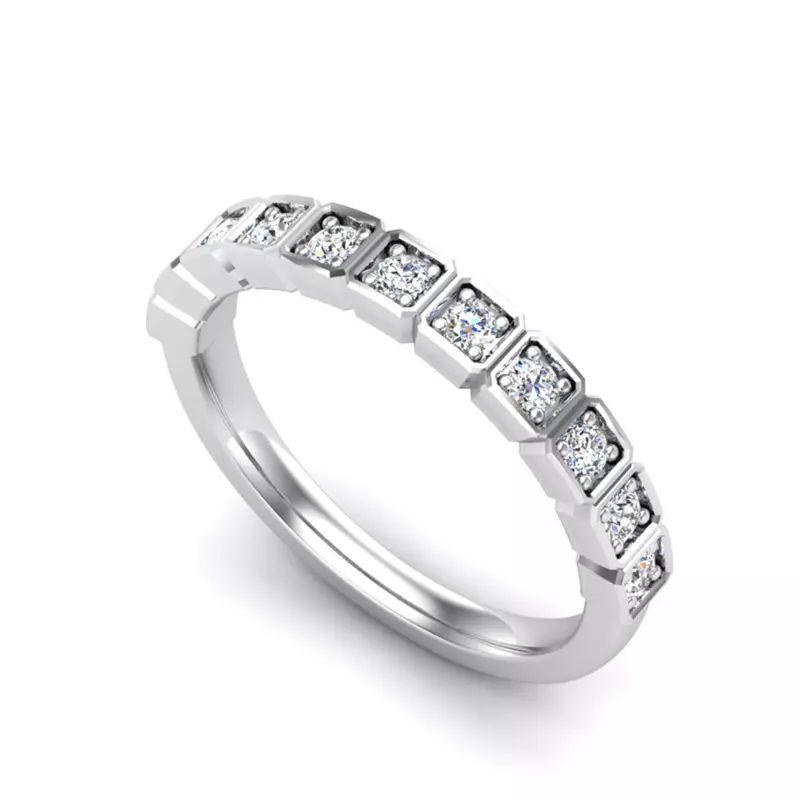 14K White Gold Kenzie Square Pave Band