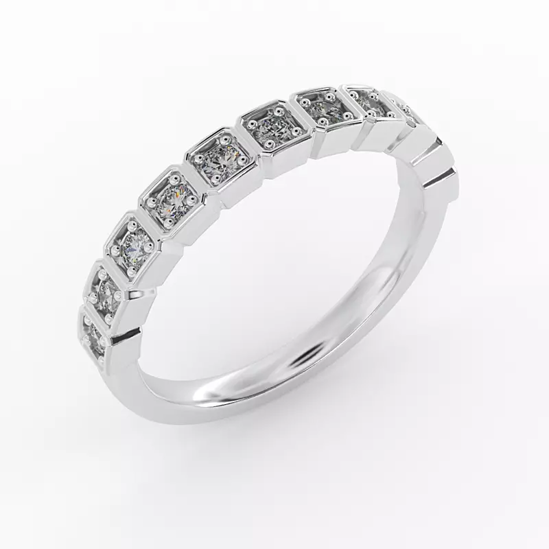 14K White Gold Kenzie Square Pave Band