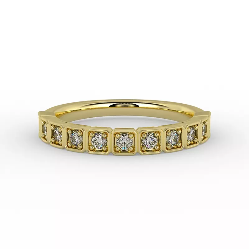 14K Yellow Gold Kenzie Square Pave Band