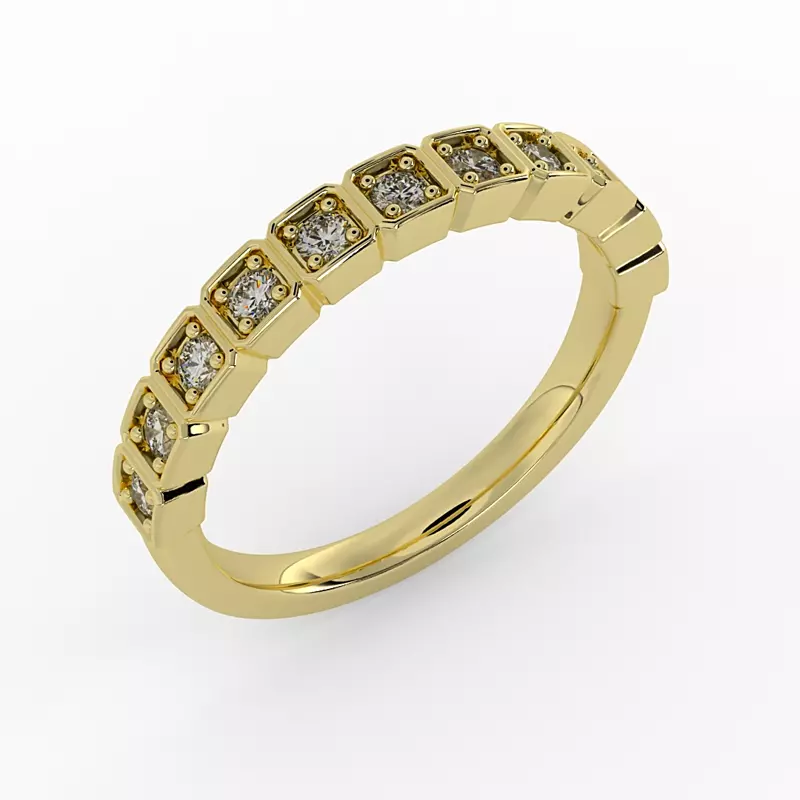 14K Yellow Gold Kenzie Square Pave Band