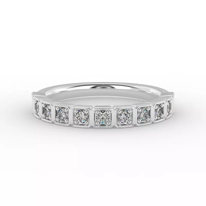 18K White Gold Kenzie Square Pave Band