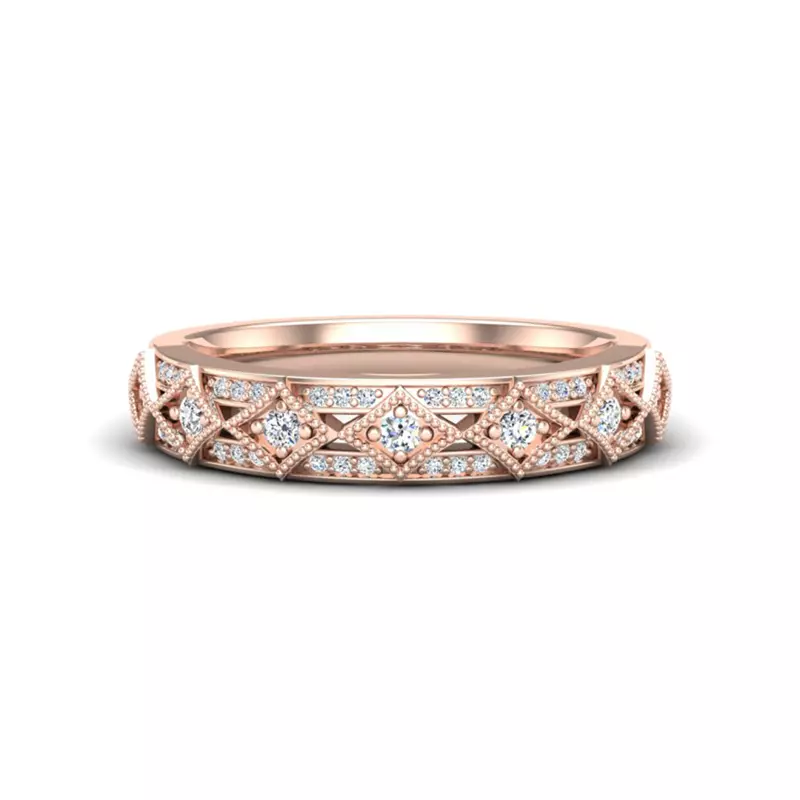 14K Rose Gold Paige Art Deco Diamond Band