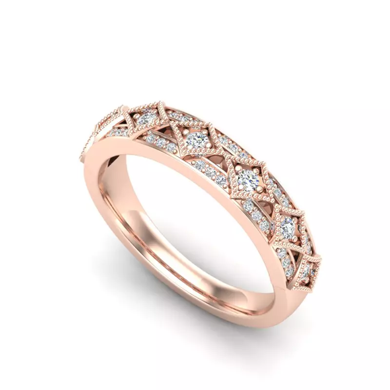 14K Rose Gold Paige Art Deco Diamond Band