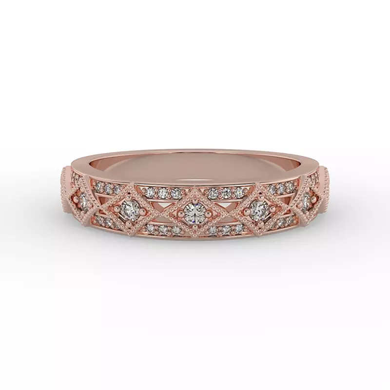 14K Rose Gold Paige Art Deco Diamond Band