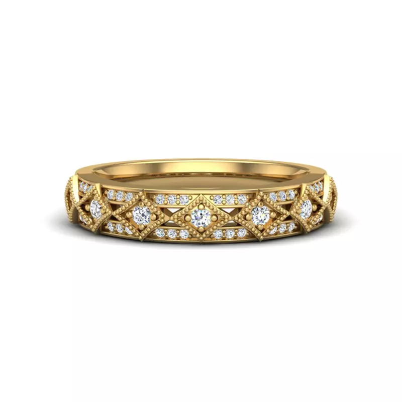 14K Yellow Gold Paige Art Deco Diamond Band