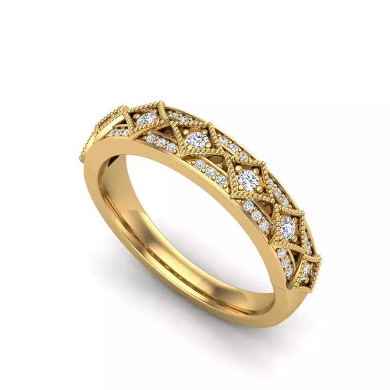 14K Yellow Gold Paige Art Deco Diamond Band