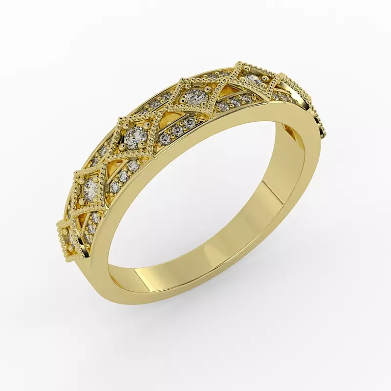 14K Yellow Gold Paige Art Deco Diamond Band