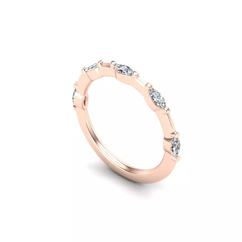 14K Rose Gold Navy Pave Band