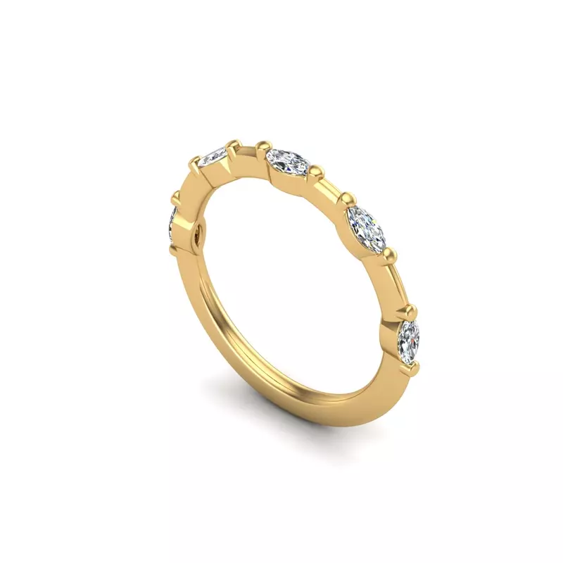14K Yellow Gold Navy Pave Band