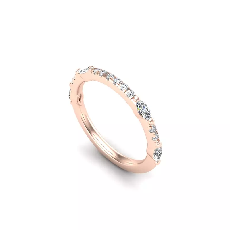 14K Rose Gold Esmeralda Pave Band