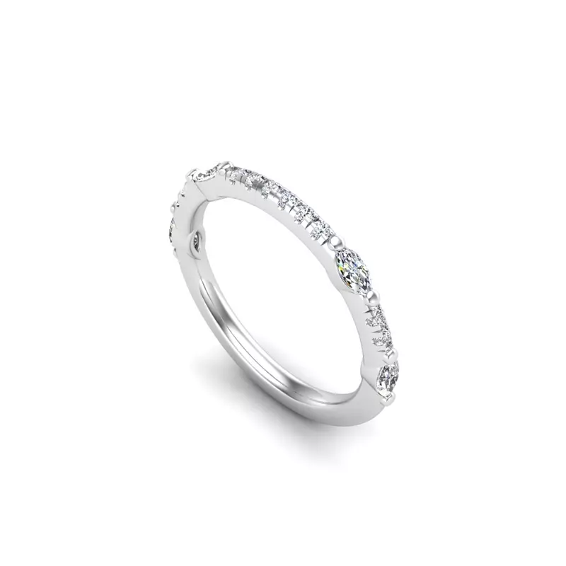 14K White Gold Esmeralda Pave Band
