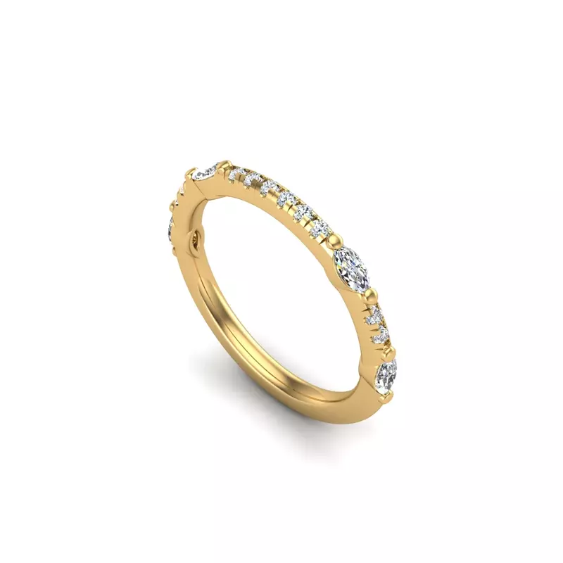 14K Yellow Gold Esmeralda Pave Band