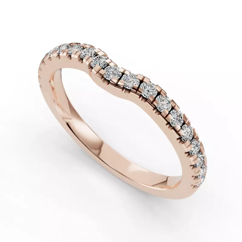 14K Rose Gold Bella Pavé Contoured Band (2.2mm)