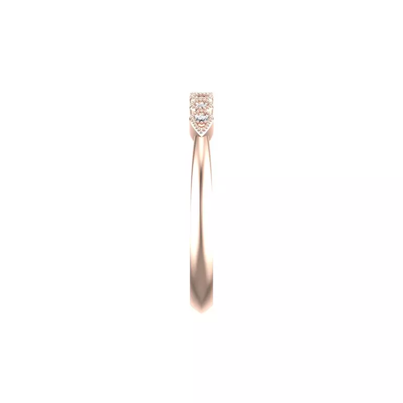 14K Rose Gold Serenity Milgrain Diamond Band