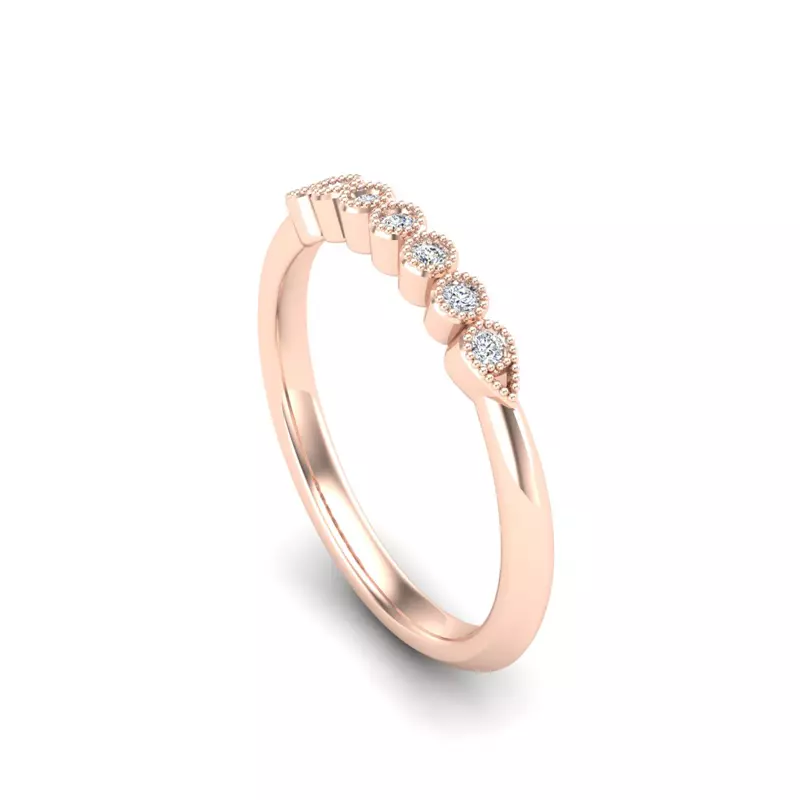 14K Rose Gold Serenity Milgrain Diamond Band