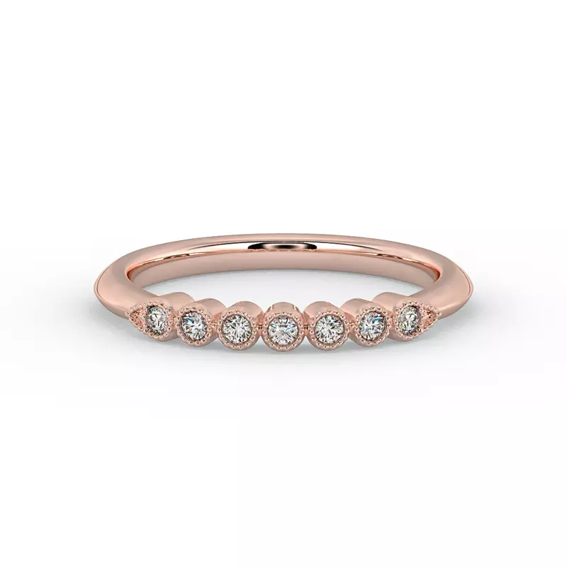 14K Rose Gold Serenity Milgrain Diamond Band