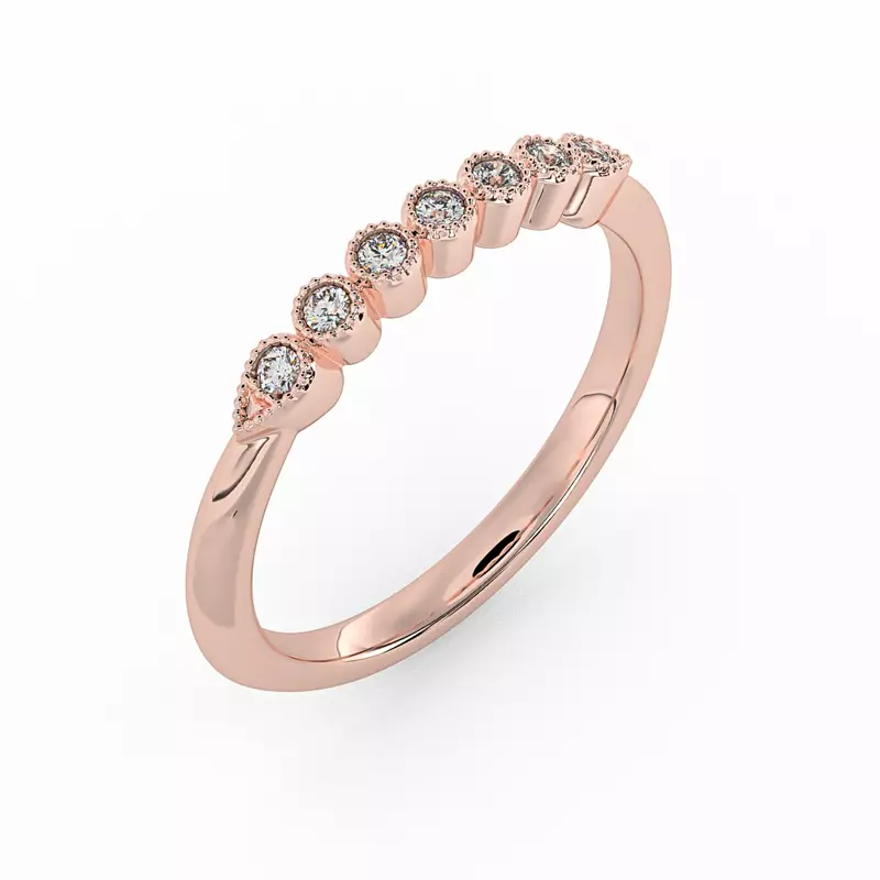 14K Rose Gold Serenity Milgrain Diamond Band