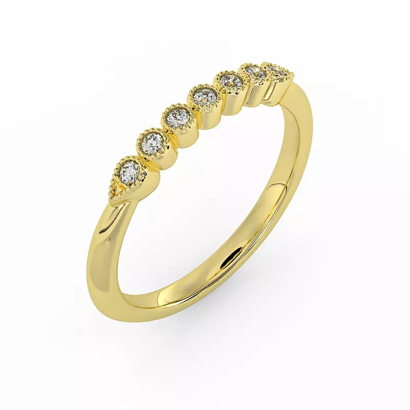 18K Yellow Gold Serenity Milgrain Diamond Band