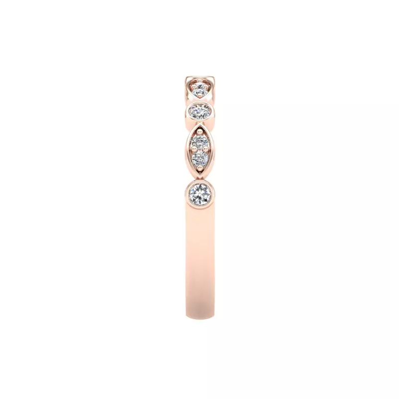 14K Rose Gold Avery Round And Marquise Diamond Band