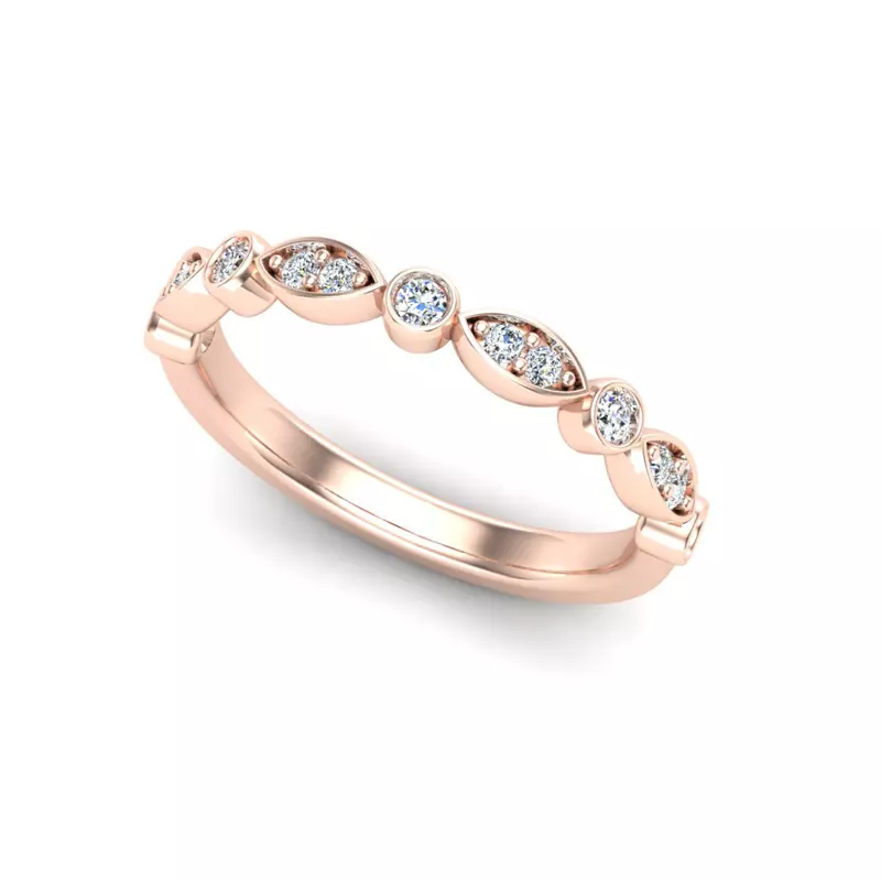 14K Rose Gold Avery Round And Marquise Diamond Band