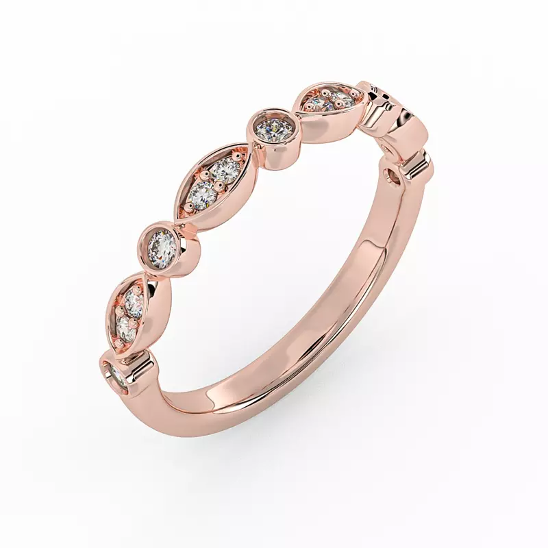 14K Rose Gold Avery Round And Marquise Diamond Band