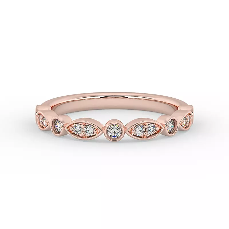 14K Rose Gold Avery Round And Marquise Diamond Band
