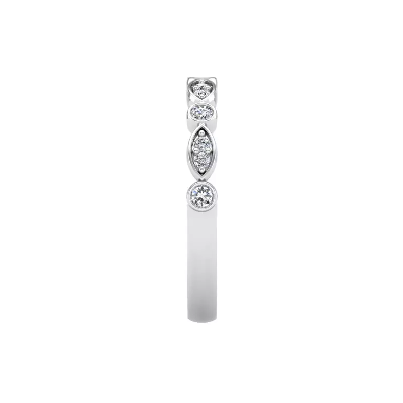 14K White Gold Avery Round And Marquise Diamond Band
