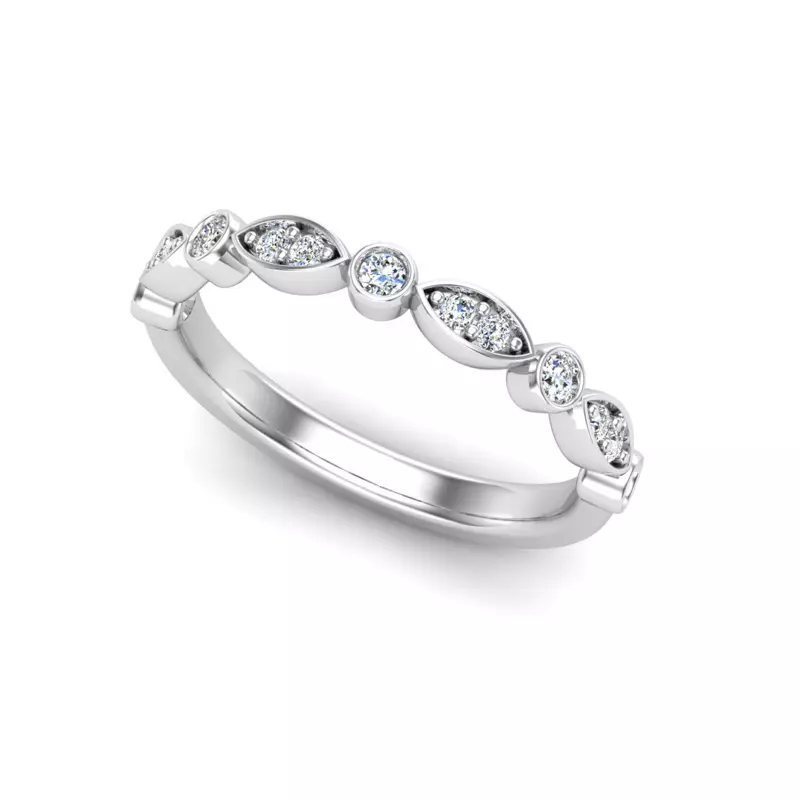 14K White Gold Avery Round And Marquise Diamond Band