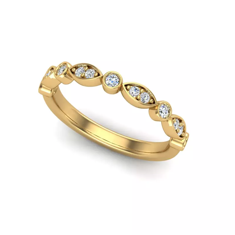14K Yellow Gold Avery Round And Marquise Diamond Band