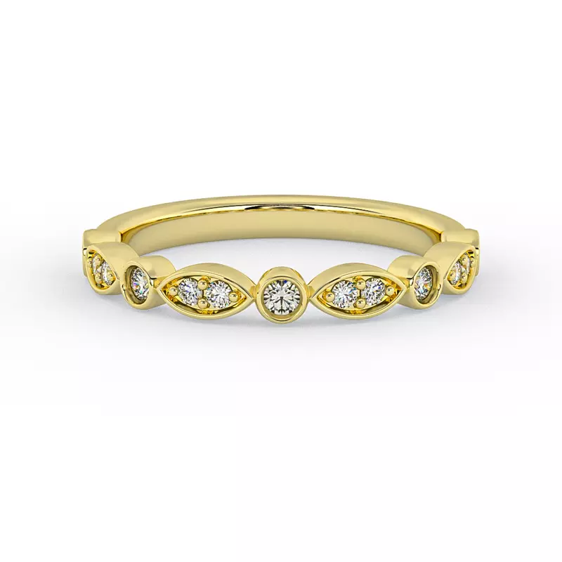 14K Yellow Gold Avery Round And Marquise Diamond Band