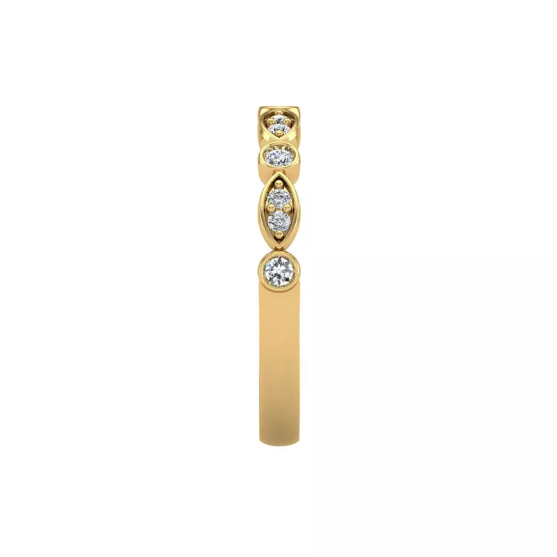 18K Yellow Gold Avery Round And Marquise Diamond Band