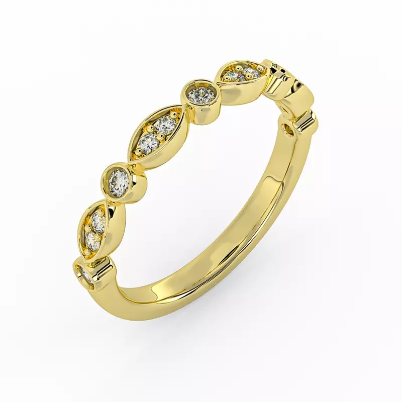 18K Yellow Gold Avery Round And Marquise Diamond Band