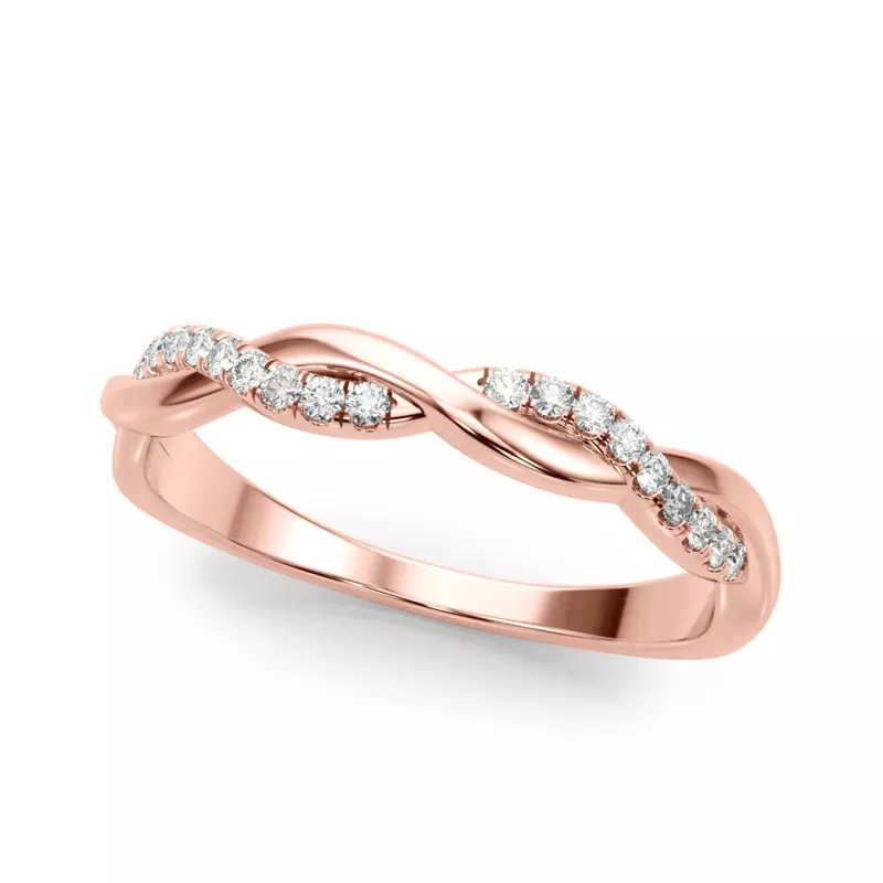14K Rose Gold Ailee Braided Pavé Diamond Wedding Band